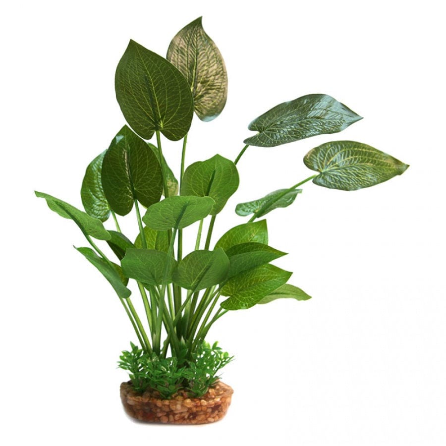 Aqua One Ornament Silk Plant Anubias W Gravel Base L (28217)